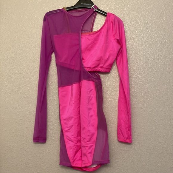 The Line up dance costume 2 piece hot Barbie pink CARLSBAD BIKETARD adult - S - Picture 2 of 8